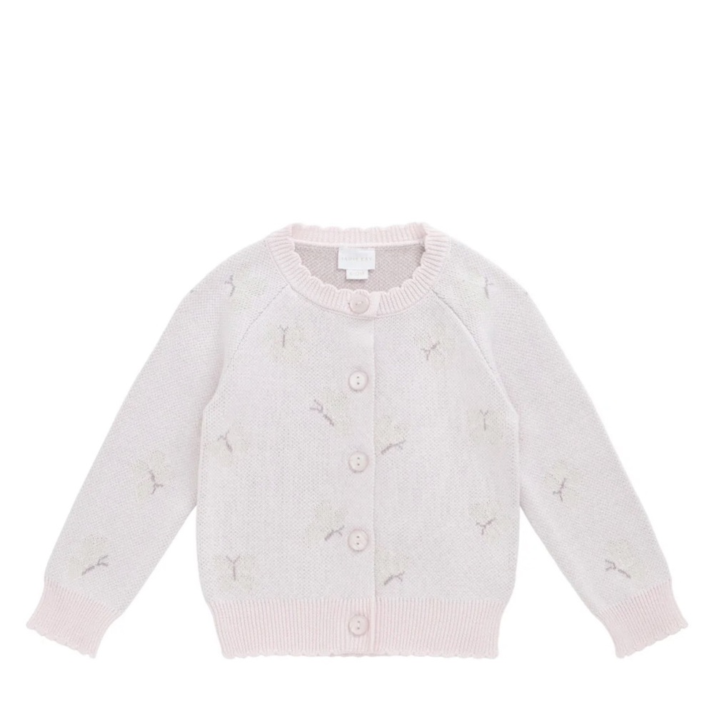 Jamie Cardigan - Jamie's Atrium Jacquard Calcite  Pink Cardigan Sweater